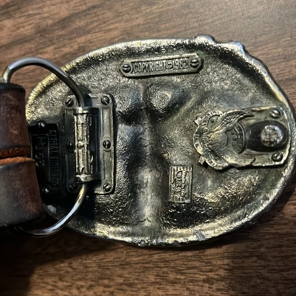 VINTAGE Mechanic Belt Buckle Leather Great American Buckle Company